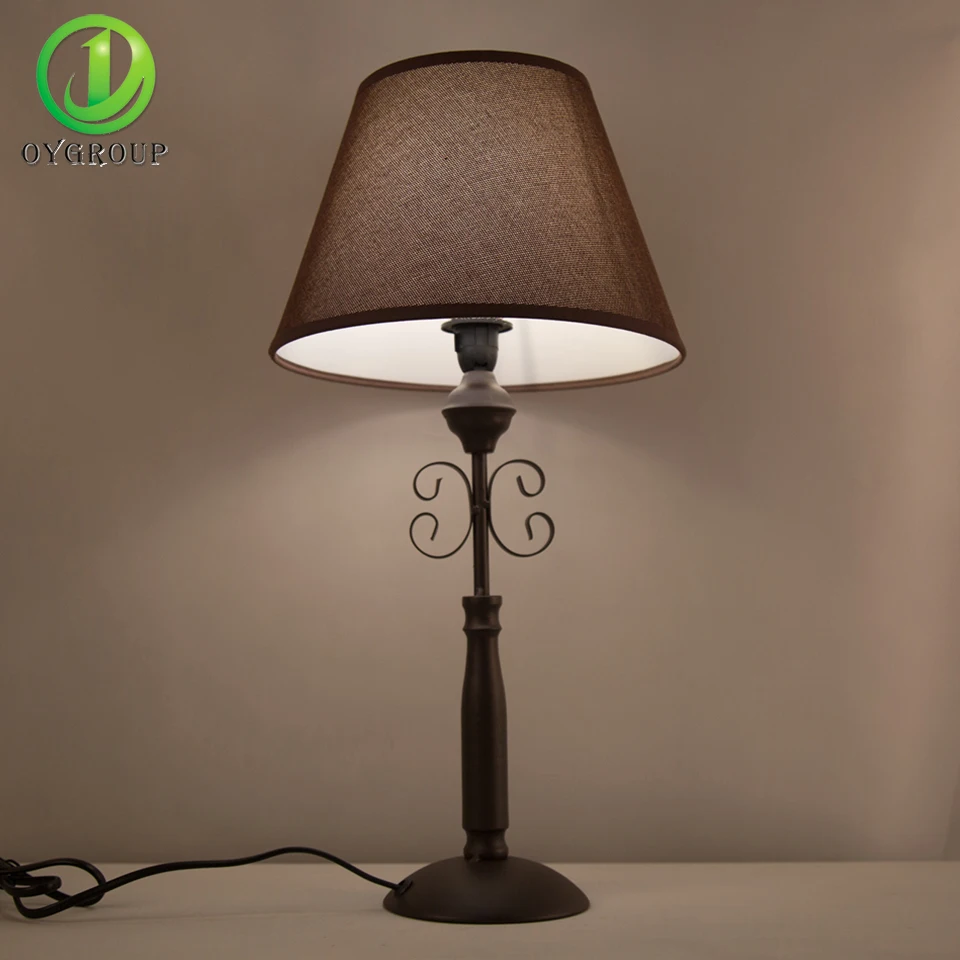 Vintage Iron Table Lamp Dark Brown Home Decor Desk Light Indoor