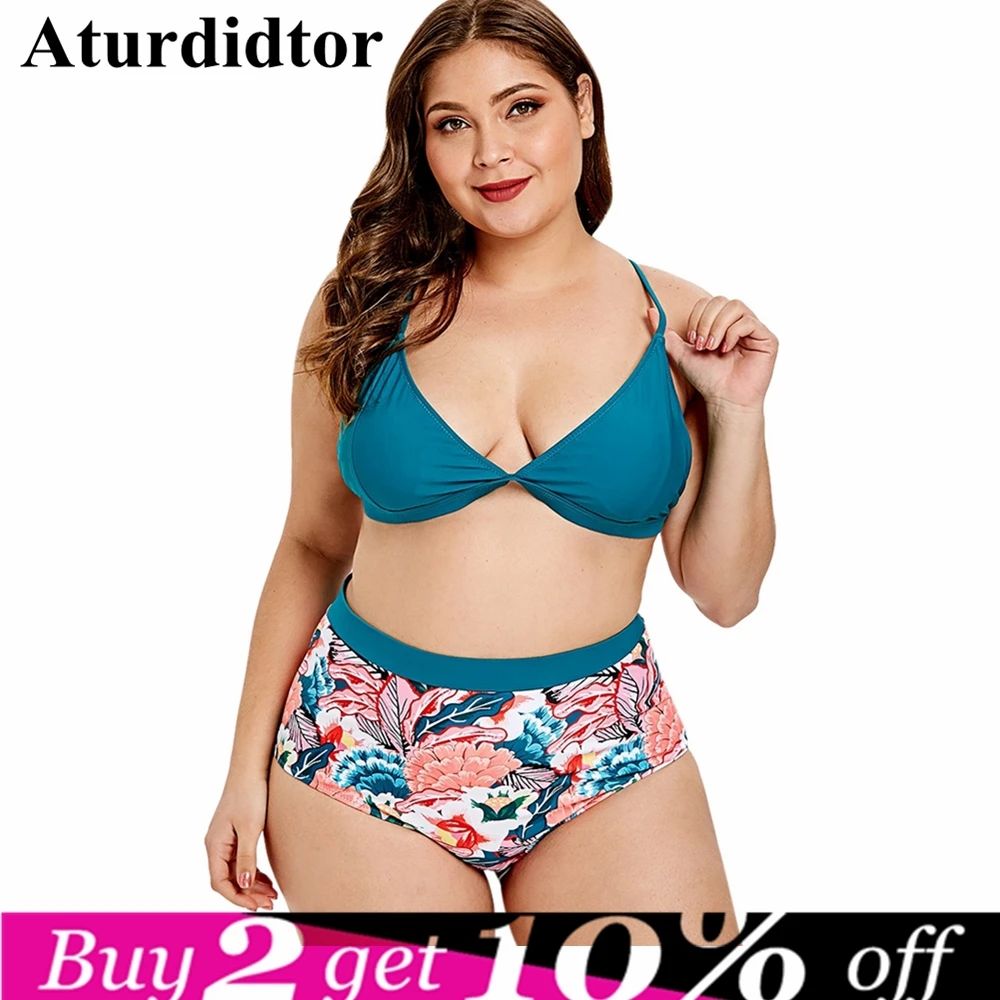 Plus Size Swimwear Biquinis feminino 2019 Swimsuits of Large Sizes High Waist Print Flower Bathing Suit Women XXXL 5XL |