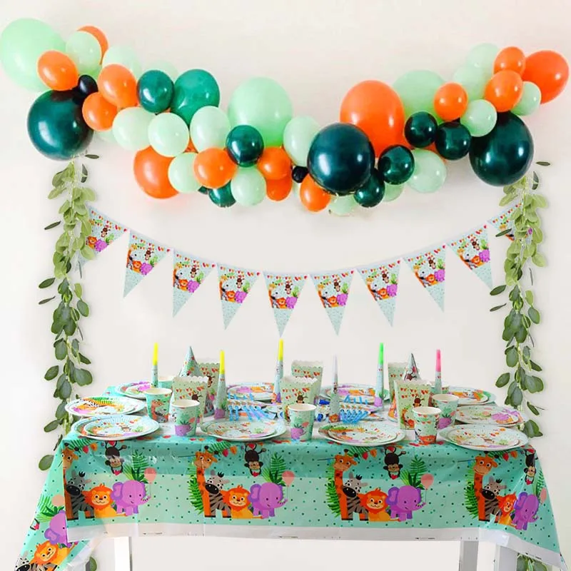 

Safari Party Foil Balloon Birthday Party Decorations Kids Animal Paper Plate Cup Cake Topper Baby Shower Jungle Zoo Party Supply