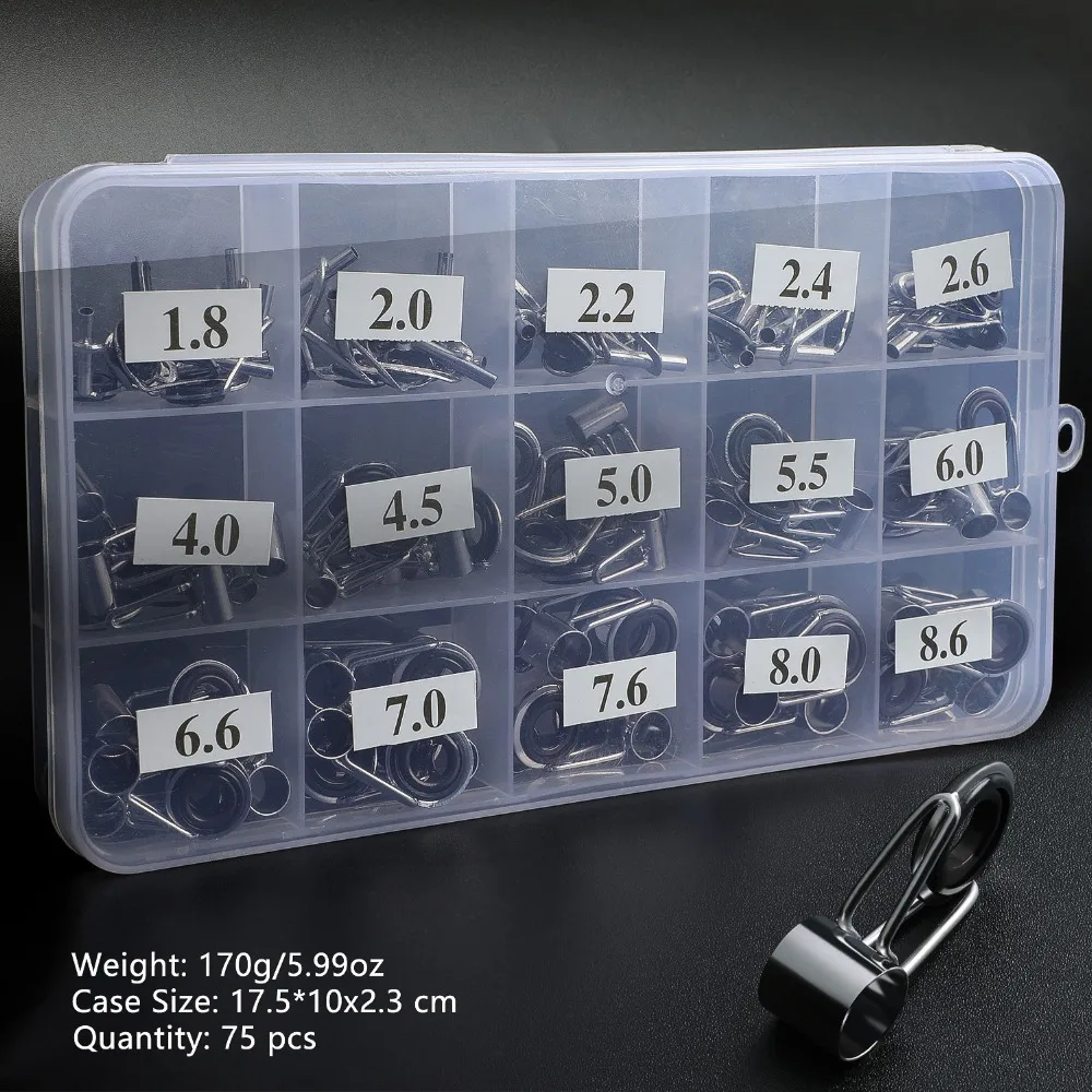 Sougayilang 75Pcs/Box Telescopic Fishing Rod Guide Tip Repair Kit Rod Eye Rings Fishing Rod Guide Fishing Tackle Sougayilang 75Pcs/Box Telescopic Fishing Rod Guide Tip Repair Kit Rod Eye Rings Fishing Rod Guide Fishing Tackle