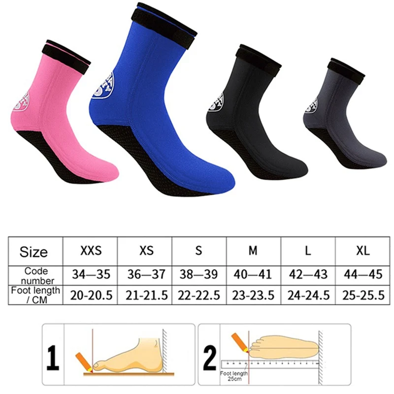 1 Pair 3mm Neoprene Men Women Unisex Diving Socks Beach Socks Water Shoes Diving Surfing Boots Warm Sunscreen socks 6