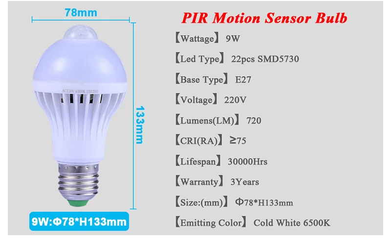 Умная лампа E27 светодиодная лампа с датчиком движения Lampara Bombillas Светодиодная лампа 220 В инфракрасная лампа для тела звуковые огни с датчиком движения