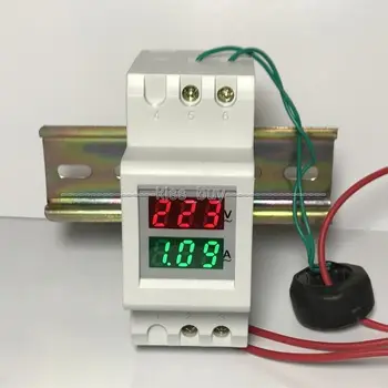 

Din-rail AC 80-450v 100A Digital Voltmeter ammeter Voltage Current Meter 120V 110V 220V 230V 240V 380V Dual display LED