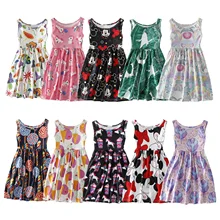 Летнее платье для девочек; Детские платья без рукавов с Минни; детское платье с принтом единорога для девочек; модная одежда для девочек; Хлопковое платье-майка
