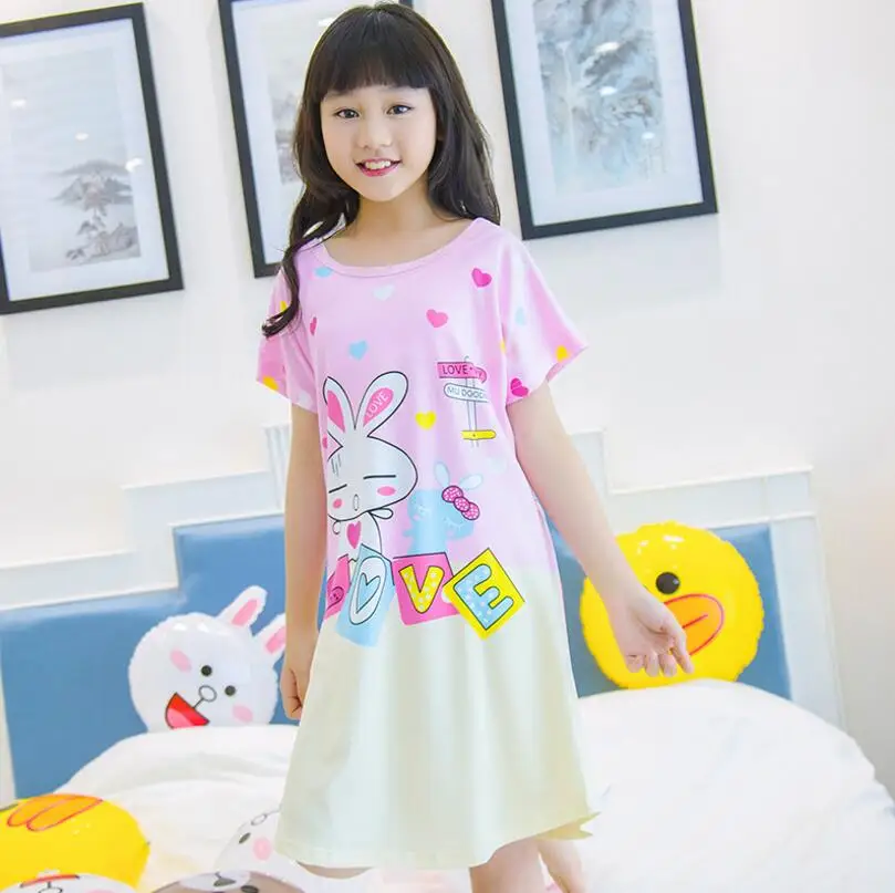 

Baby Girl Braces Nightdress Children Sleepwear Girls Nightgown Summer Cute Cartoon Nightwear Fashion Nightie Kids Home Clothing