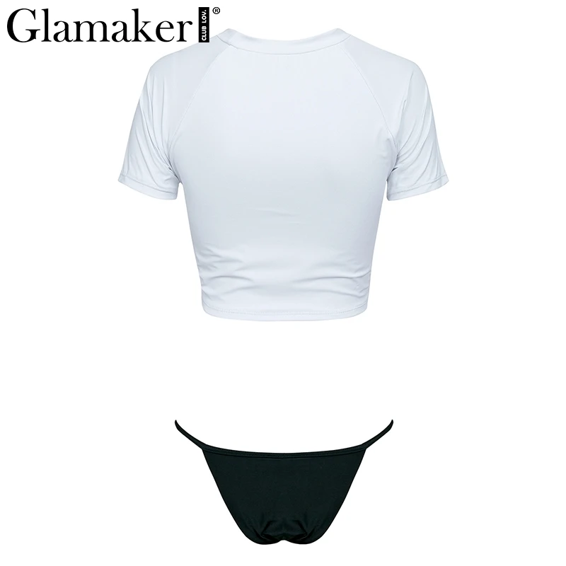 Glamaker knot white sexy bodysuit women thong two-piece suit female cropped short playsuit Beach party bodysuit spring new 2019 fishnet bodysuit