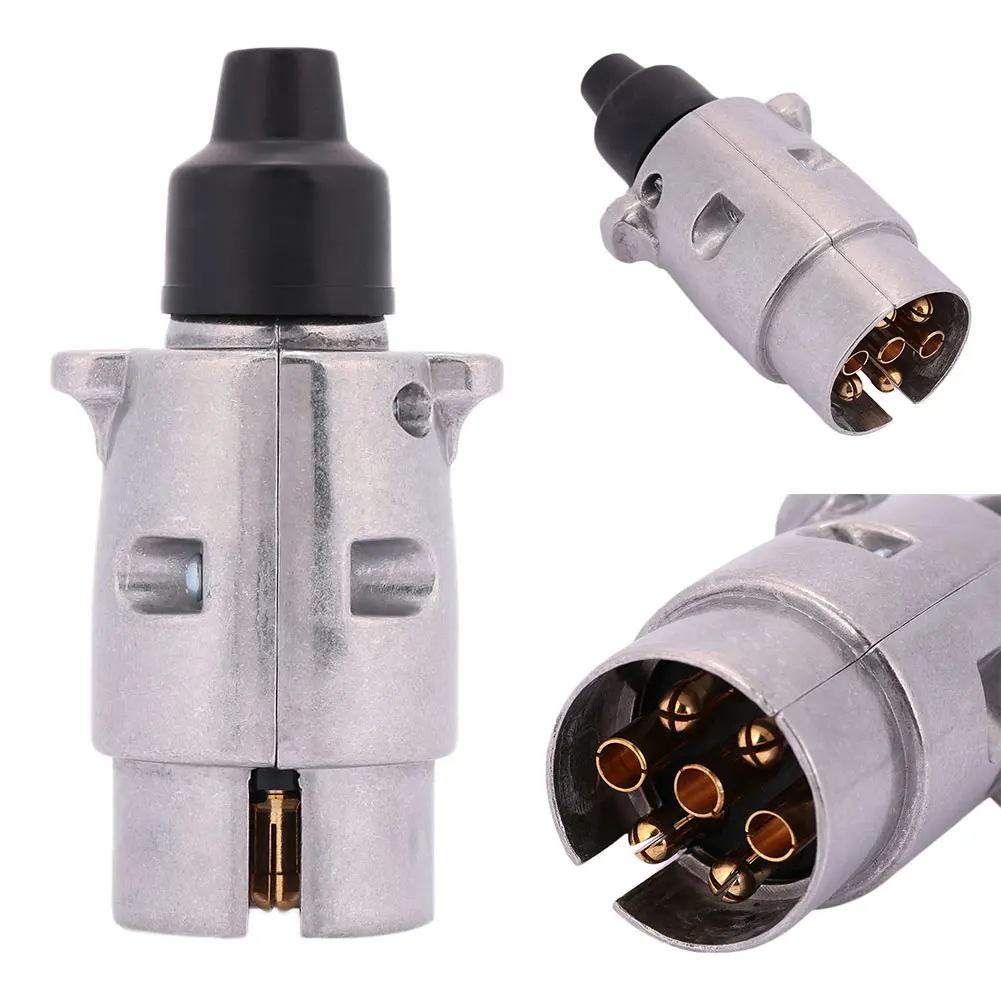 Vehemo 12V 7Pin Metal Plug Adapter Connector For Trailer Caravan Towing
