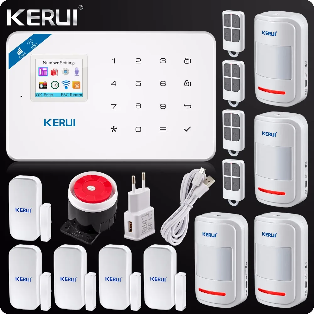 2017Kerui W18 Wireless Wifi GSM IOS Android APP Control LCD GSM SMS Burglar Alarm System For
