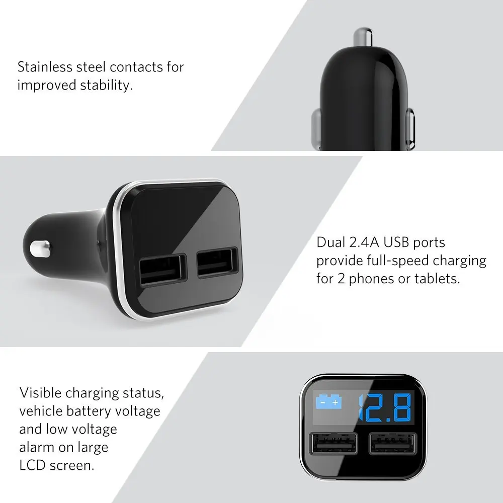 Автомобильное зарядное устройство с двумя USB портами 4 8 А|charger for phone|charger 5v5v 4.8a |