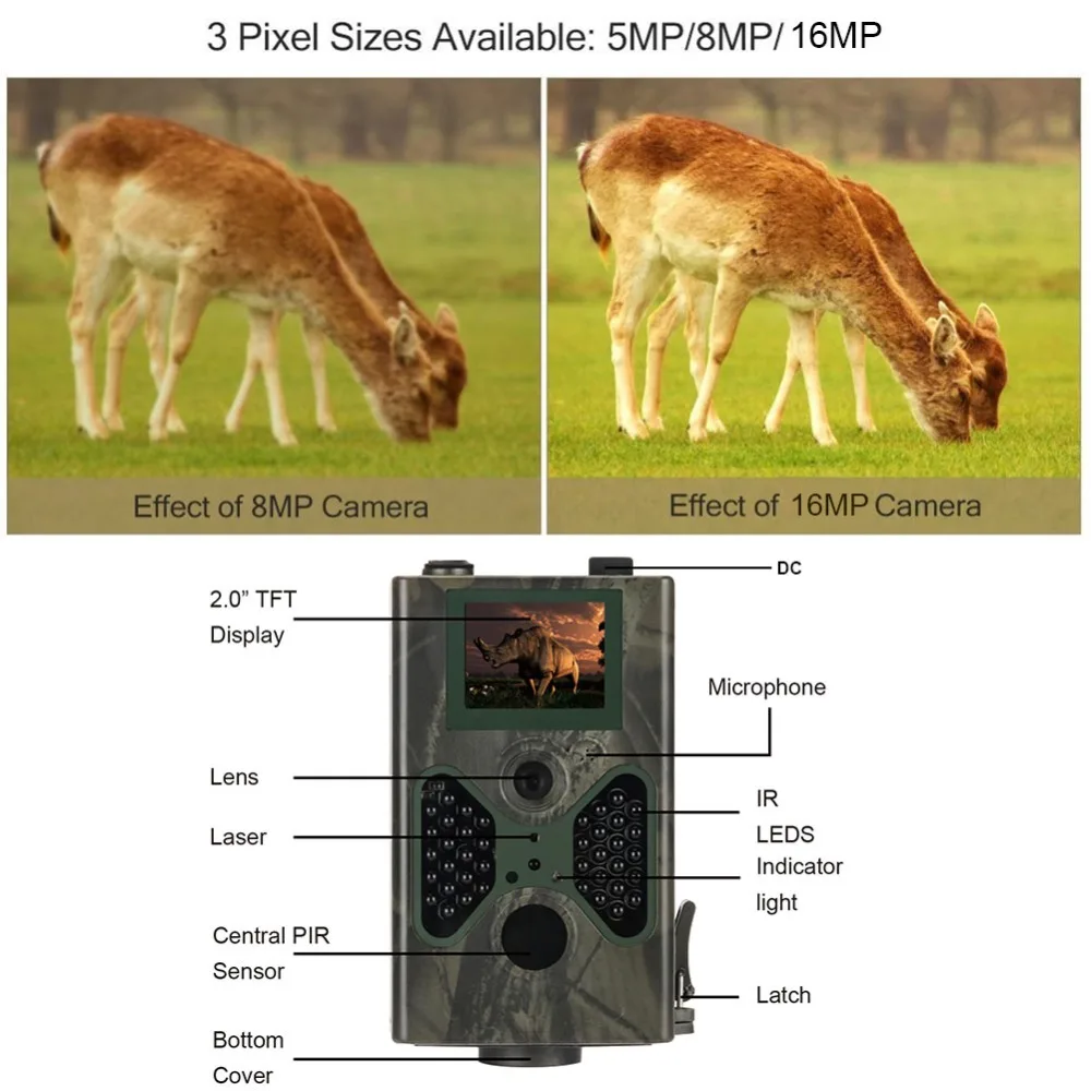 SMTP Cellular Hunting Trail Camera 16MP Photo Traps Email MMS 2G GSM 1080P Night Vision Wireless Wildlife Surveillance HC330M