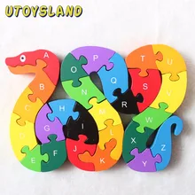 UTOYSLAND 26 английские буквы s-образная детская 3D головоломка деревянная змея для раннего развития развивающая игрушка для детей