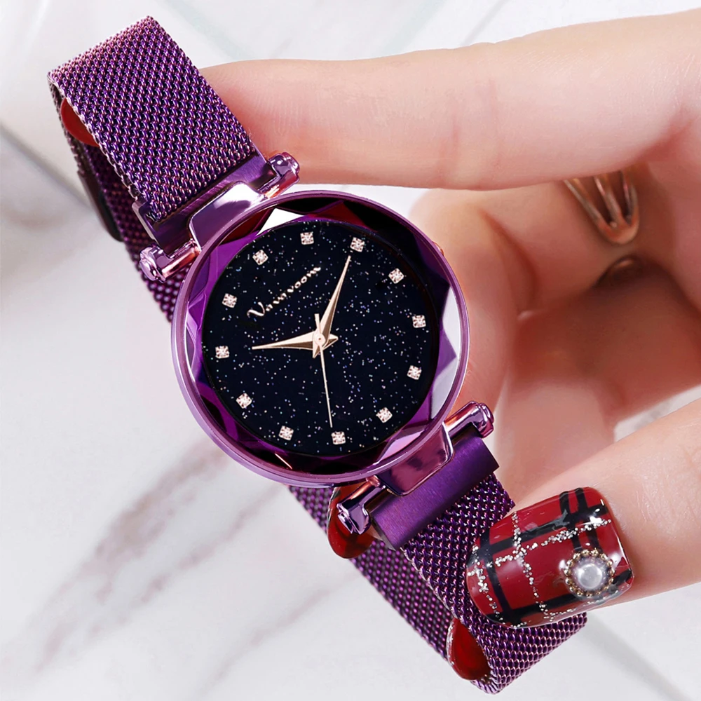 

VAVA 2019 Womens Quartz Watch Starry Sky Watch Water Diamond Top Brand Luxury Male Wristwatch Stainless Gift for Ladies Clock