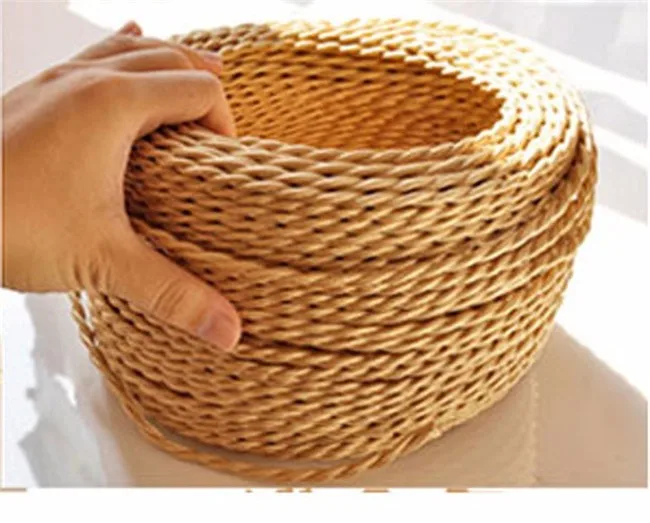 10m  many 2 x0.75 mm fabric cable antique special way, Vintage wire eters Brown braided c (3)