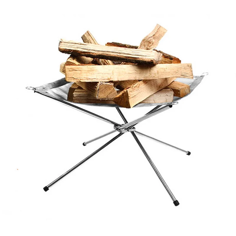  Outdoor Fire Burn Pit Stand Portable Solid Fuel Rack Folding Stove Fire Frame Fast Heating Wood Cha