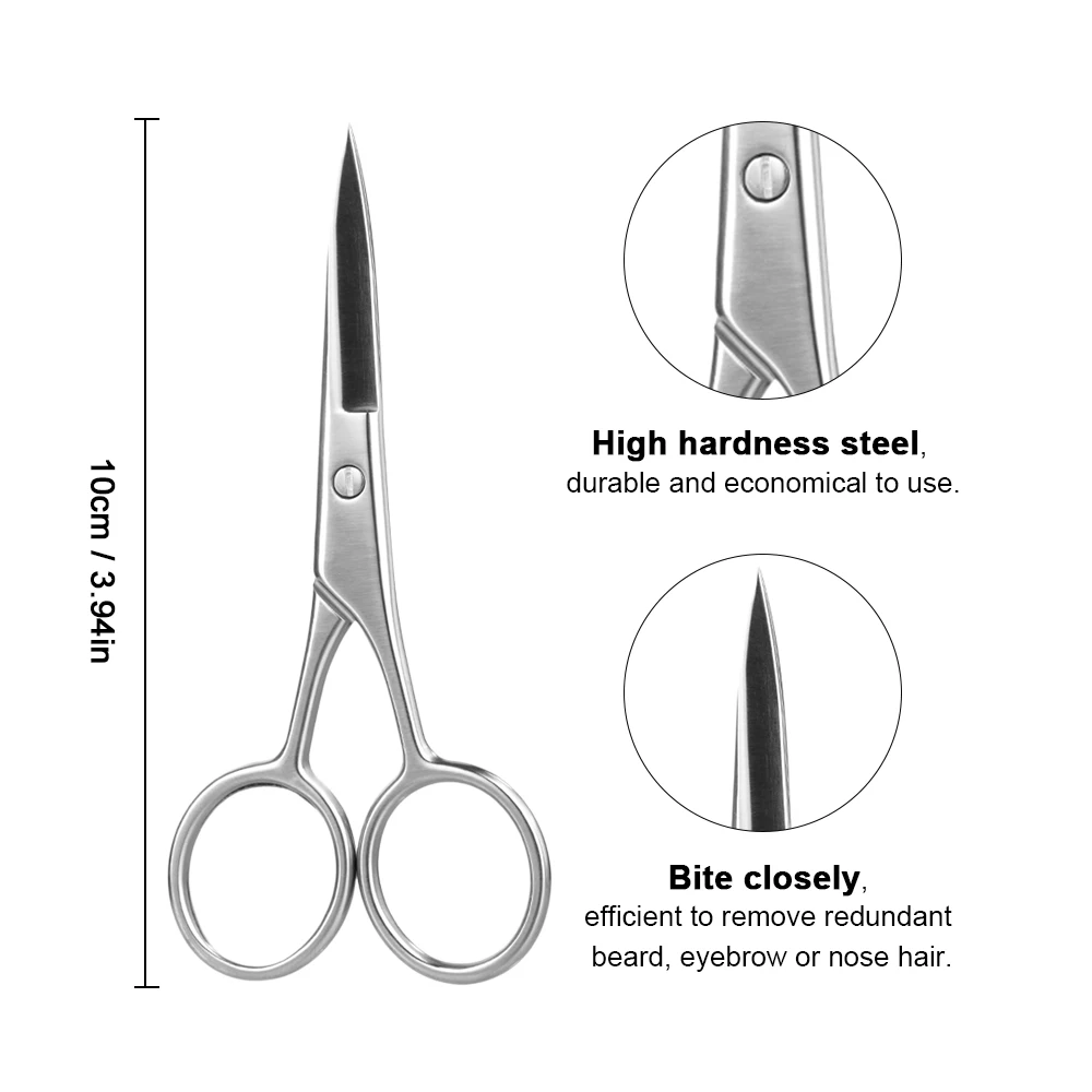 Профессиональные ножницы для бороды и усов из нержавеющей стали, бритва для волос в носу, триммер для домашнего использования, Мини Ножницы для бритья, ножницы для бороды и бровей