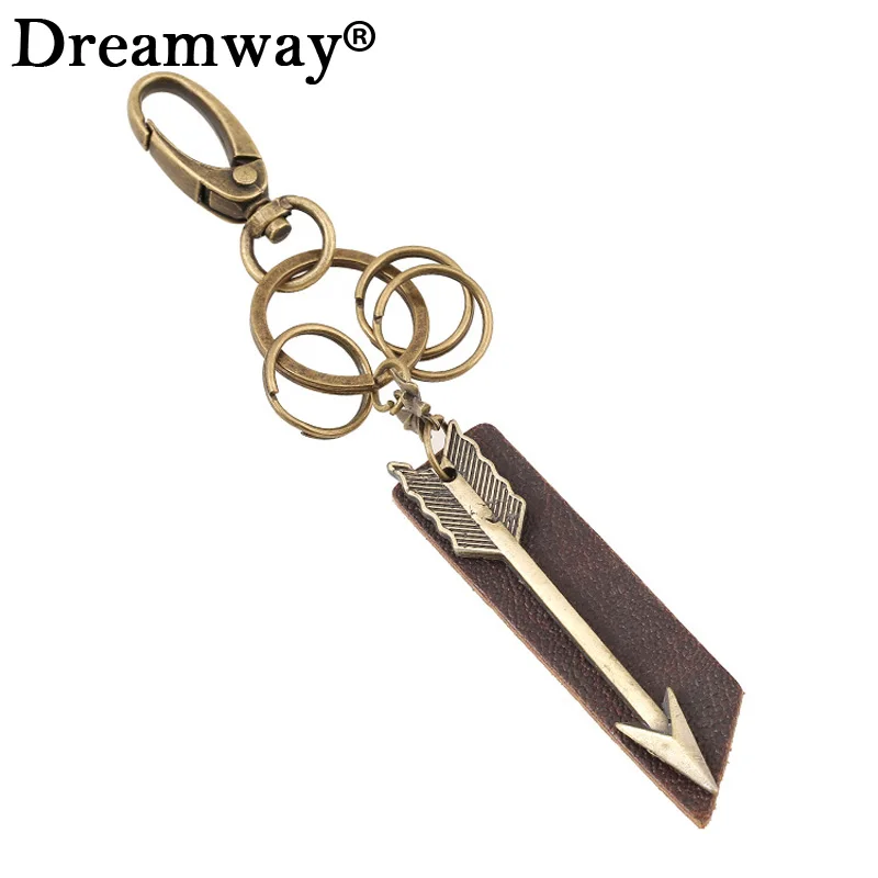 Unique Antique Bronze Key Charm Arrowhead Keychain Bag Charm Retro Special Jewelry Mens Cool