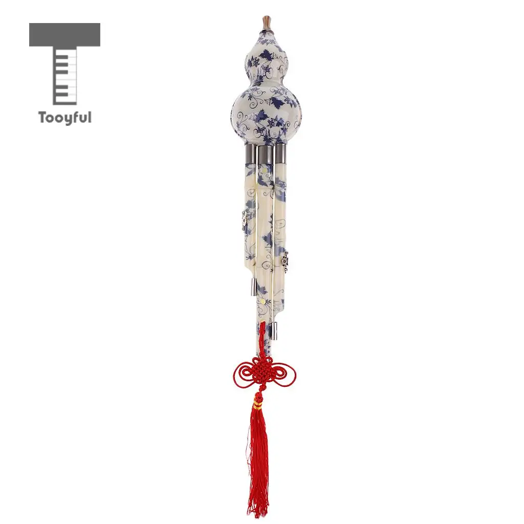 Tooyful Chinese Cucurbit Flute Hulusi Gourd Flauta Hulusi C/Bb Key Porcelain Calabash Flute Folk Musical Instrument with Case