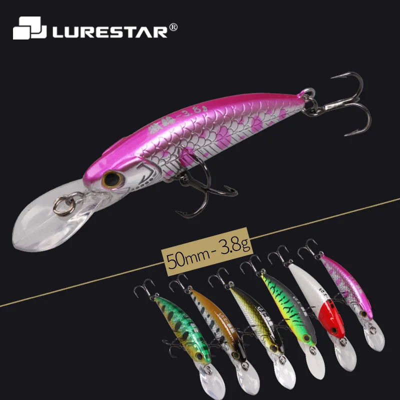 

Lurestar 3.8g/50mm Sinking Action Minnow Fishing Lure VMC Hooks Hard Bait Noise Allure UL Japan Mini Bass Wobbler Crankbait