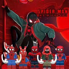 Блоки игрушки Человек-паук вдали от дома паук стих Miles Morales Мстители эндгейм танос Железный человек блоки игрушка Marvel Капитан Америка