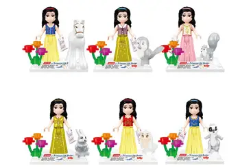 

6Pcs/lot Girls Figures Fairy Tale Princess Building Blocks Toys for Children Compatible With Friends Bricks