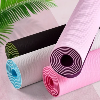 

6MM TPE Non-slip Yoga Mats For Fitness Tasteless Brand Pilates Mat Gym Exercise Sport Mats Pads with Yoga Bag Yoga Strap Bandage