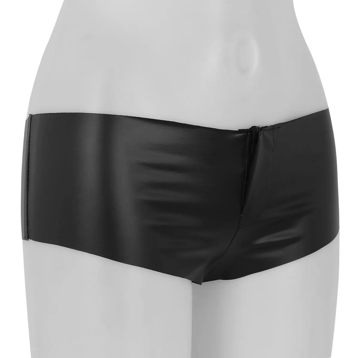 Женские сексуальные черные штаны из искусственной кожи с эффектом мокрой кожи, обтягивающие шорты с заниженной талией и молнией спереди, мини танцевальная клубная одежда
