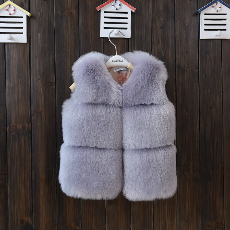 Roupas de Pele Crianças sem Mangas Anos de Idade Novo Bebê Menina Inverno Artificial Colete Cabolsas Quente Jaqueta Princesa Outerwear 2-10 27 High Quality Mamãe e Bebê