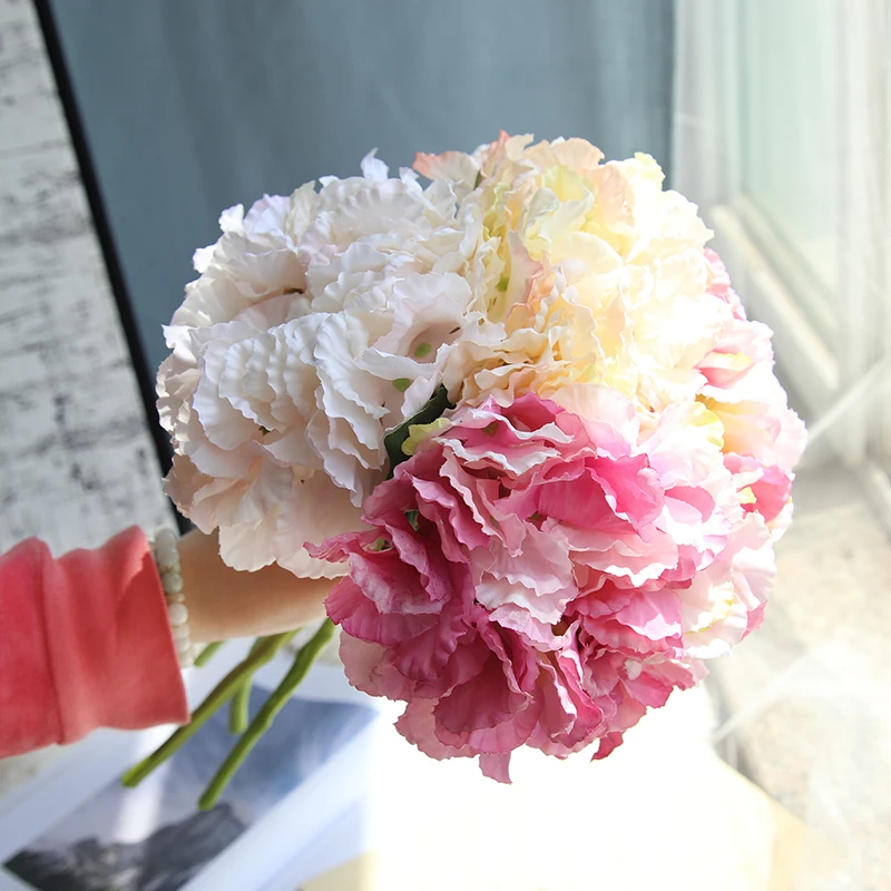 2 шт. 8 Цвета 34,5 см шёлковая Гортензия искусственный цветок для свадьбы букет шелковых цветок для дома, свадьбы, искусственный цветок для