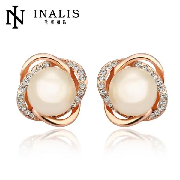 E871 Design Pearl Earrings Fashion 18k Gold Plated Stud For E871 Design Pearl Earrings Fashion 18k Gold Plated Stud For Women Indian Jewelry Party Brincos Penntes Orni In From