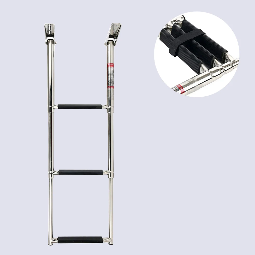 Stainless Boat Ladder 3 Step Telescopic Marine Transom Boarding Ladder