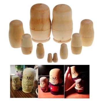 

New Arrival 5pcs/set Unpainted DIY Blank Wooden Embryos Russian Nesting Dolls Matryoshka Toy