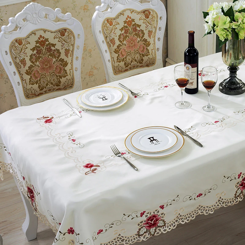 Wedding Tablecloth Embroidered Floral Lace coffee Table Covers Table
