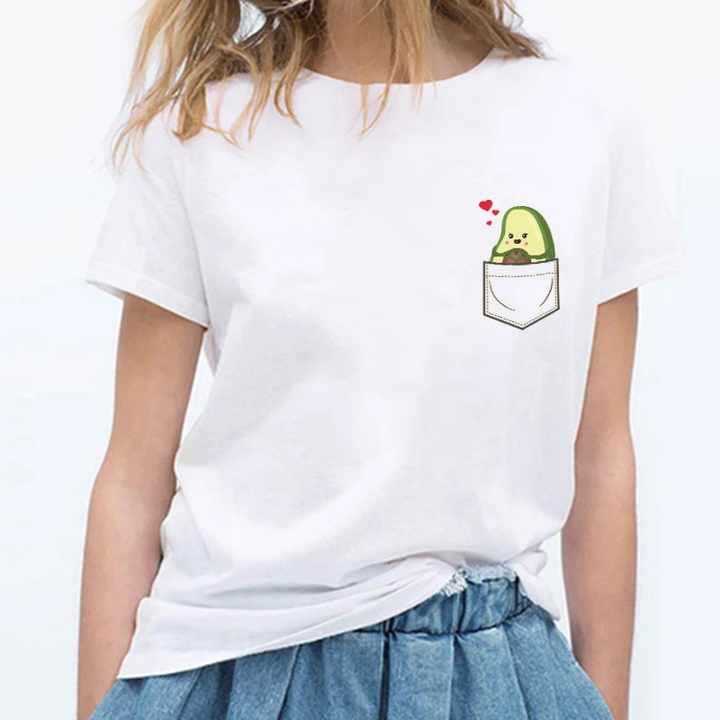 ZSIIBO Pocket cat/женская футболка, костюм для девочек, детская одежда с авокадо, Забавный принт, летние хлопковые футболки, детские топы для мальчиков CX6L174