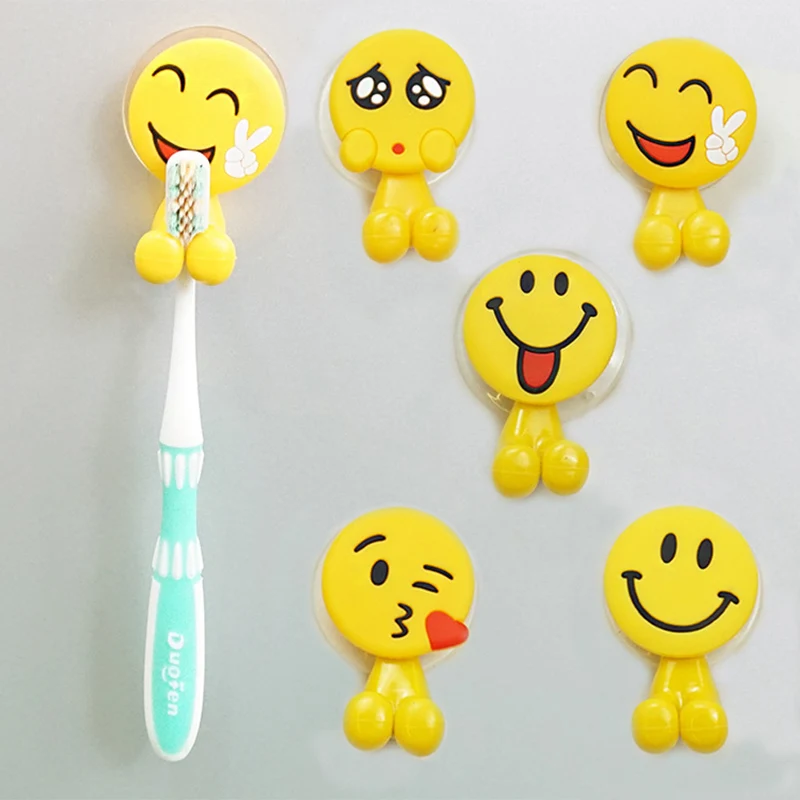 

Sale 1PC Emoji sucker toothbrush holder suction hooks Multifunctional expression suction cup Children bathroom accessories