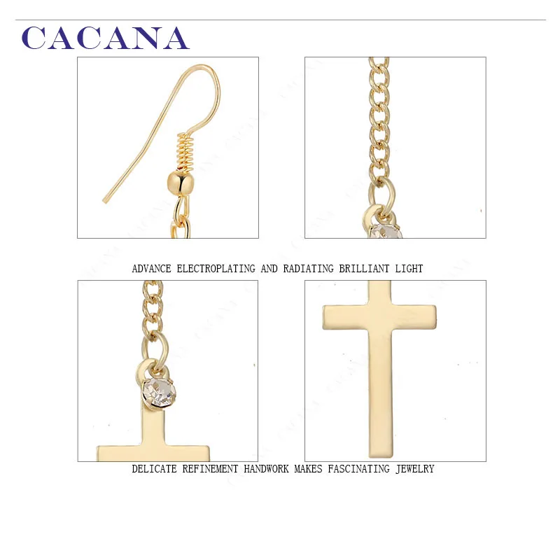 CACANA Long Earrings Cross Dangle Earrings For Women Top Quality With CZ Bijouterie Hot Sale No.A199