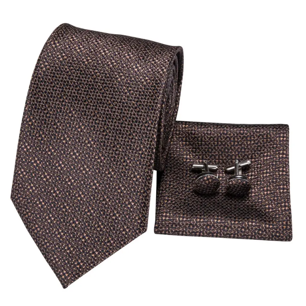 SN-3189 Hi-Tie мужской галстук шелковый галстук коричневые галстуки для мужчин высококачественные мужские свадебное торжество деловая встреча классический платок Набор Запонок