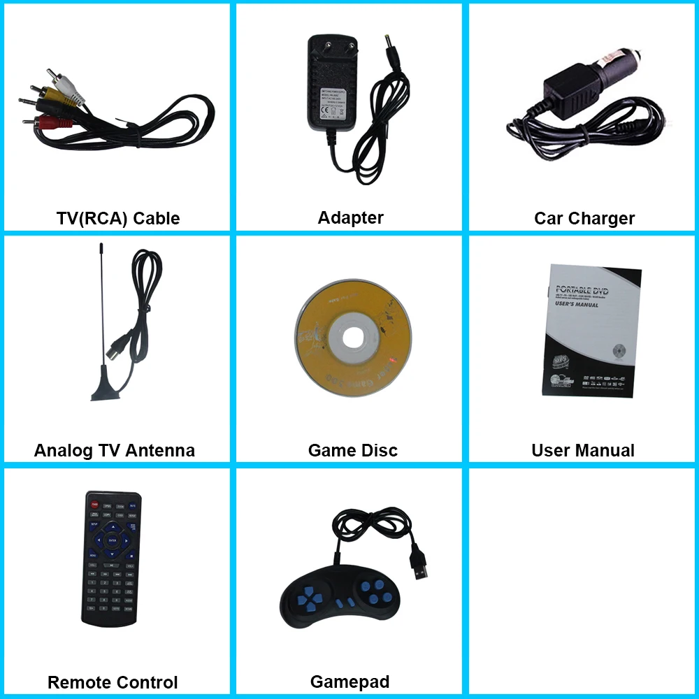 LONPOO портативный DVD плеер 10 1 поворотный RCA автомобильное зарядное устройство