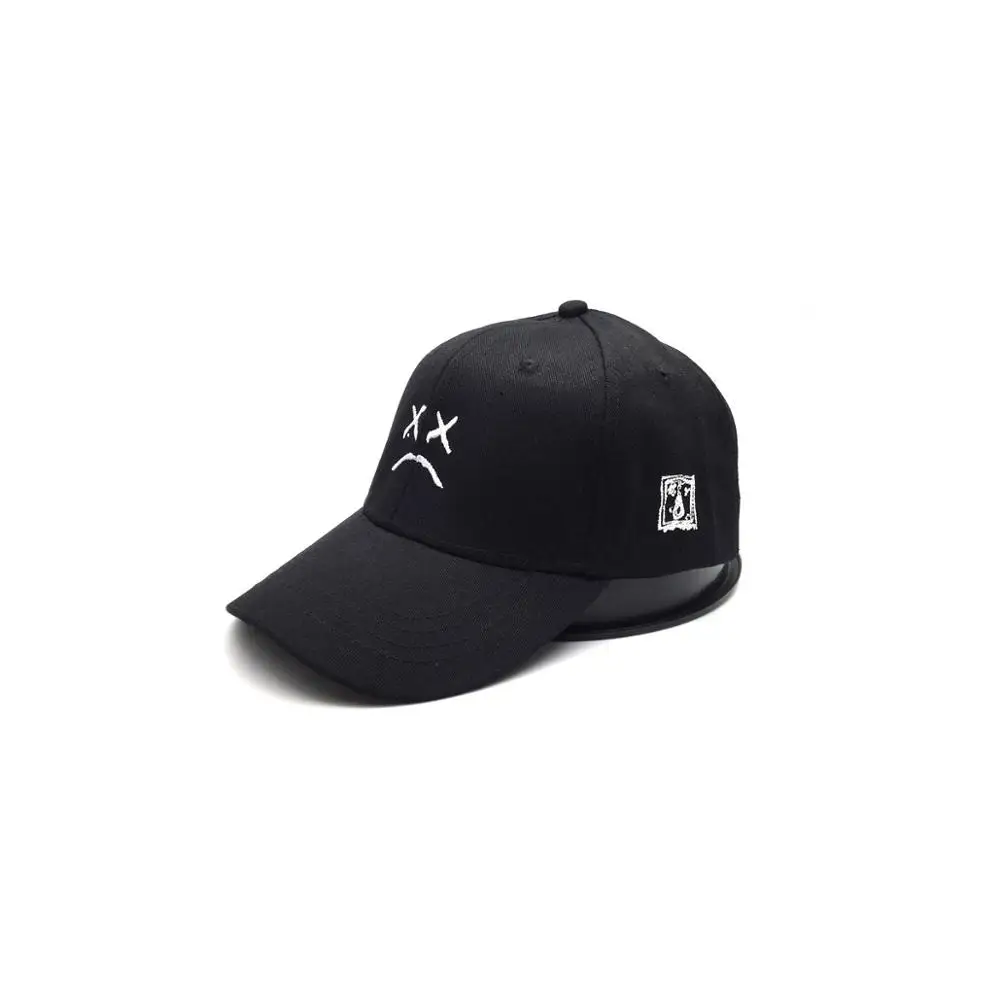 

Hot Sale Lil Peep Dad Hat Embroidery Cotton Baseball Cap Sad face Hat Hip Hop Cap Golf Love Snapback Women Men gorras de béisbol