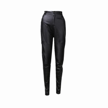 

2017 New Arrival Fashion Women Leather Skinny High Waist Leggings Stretchy Pencil Pants Trousers