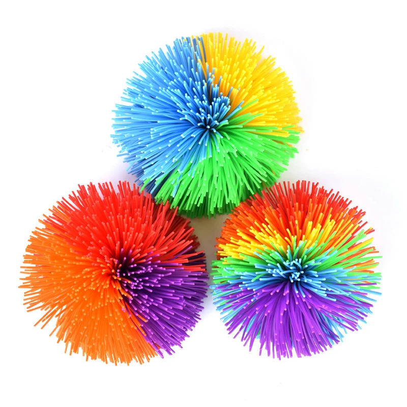 TOYANDONA 10pcs Monkey Stringy Balls Bouncy Stress Balls Soft Active Sensory Fidgets Toys Rainbow Ball Games for Kids Adults 60mm