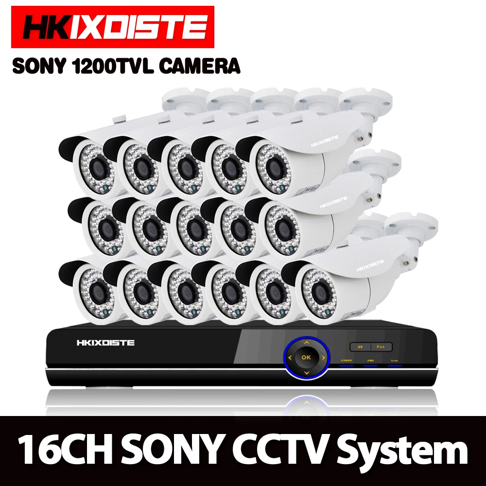 AHD 16CH 1080N DVR 1080 P NVR 1200TVL 1.0MP HD наружная камера безопасности 16 канальный CCTV комплект для видеонаблюдения DVR SONY камера