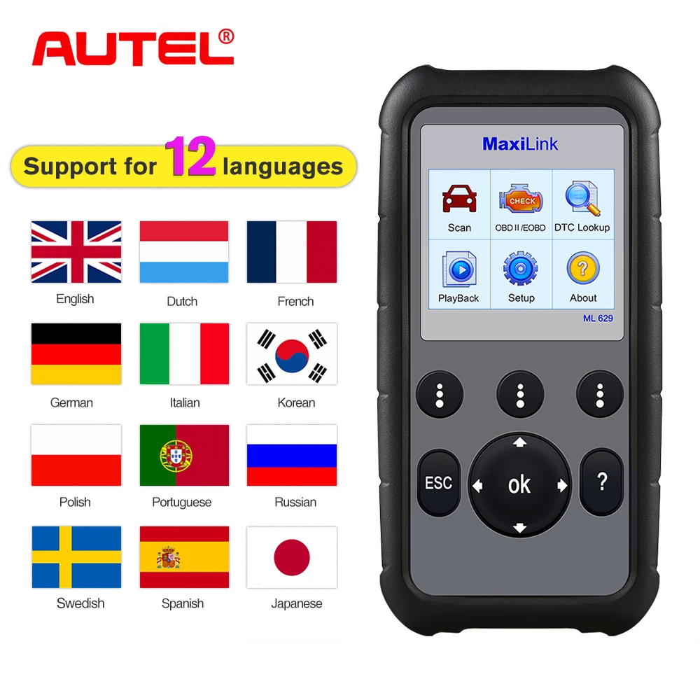 Autel ML629 OBD2 автомобильный диагностический инструмент сканеры ABS SRS передача
