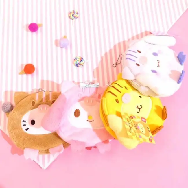 Sanrio, Hello Kitty My Melody Cinnamoroll Pom pomparin плюшевые сумки для монет Kawaii милый кошелек карта брелок сумка для девочек Подарки