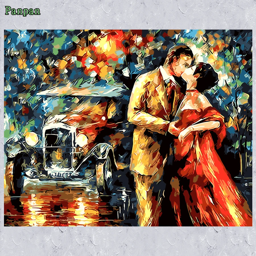 

New DIY Digital painting by numbers Kiss Abstract Hand painted canvas oil paintings Modern Home Wall Decoration Wedding Gifts