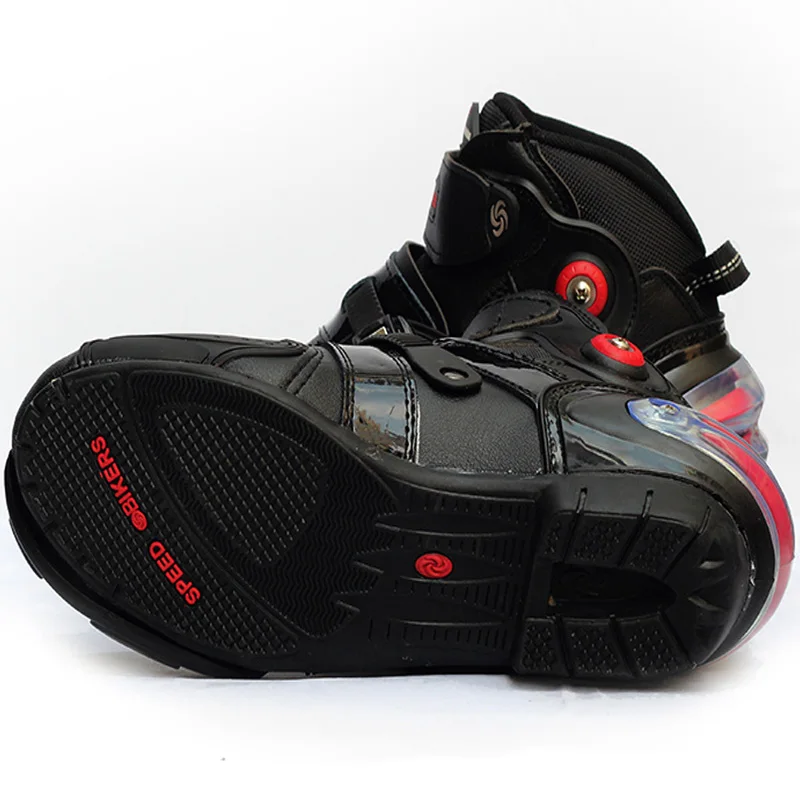 Для мужчин Pro-байкерские сапоги ботинки для гонок на мотоцикле wo Для мужчин мотопробег, Гонки обувь на высоком каблуке, Размер 40-47; Цвета: черный, A9003