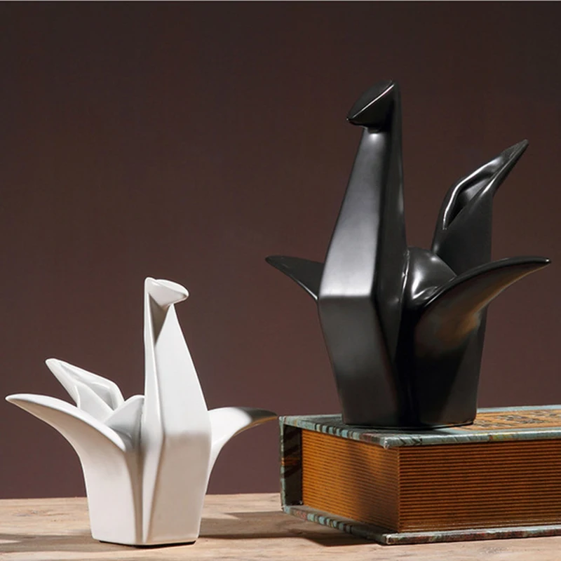 Kopen Europa Stijl Home Decor Handwerk Keramische Papier Crane Beeldjes Miniatuur Creatieve Keramische Craft Inrichting Home Decor Geschenken