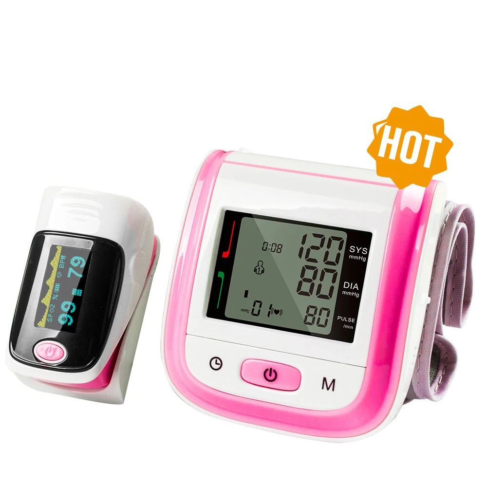 

Wrist Medical Digital Blood Pressure Monitor Sphygmomanometer Finger Pulse Oximeter SpO2 Saturation Meter Family Health