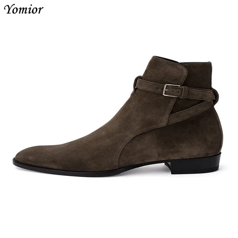 

Yomior Men Boots Genuine Leather Handmade Fashion New Autumn Winter Ankle Boots Casual Gentleman Party Wedding Chelsea Boots