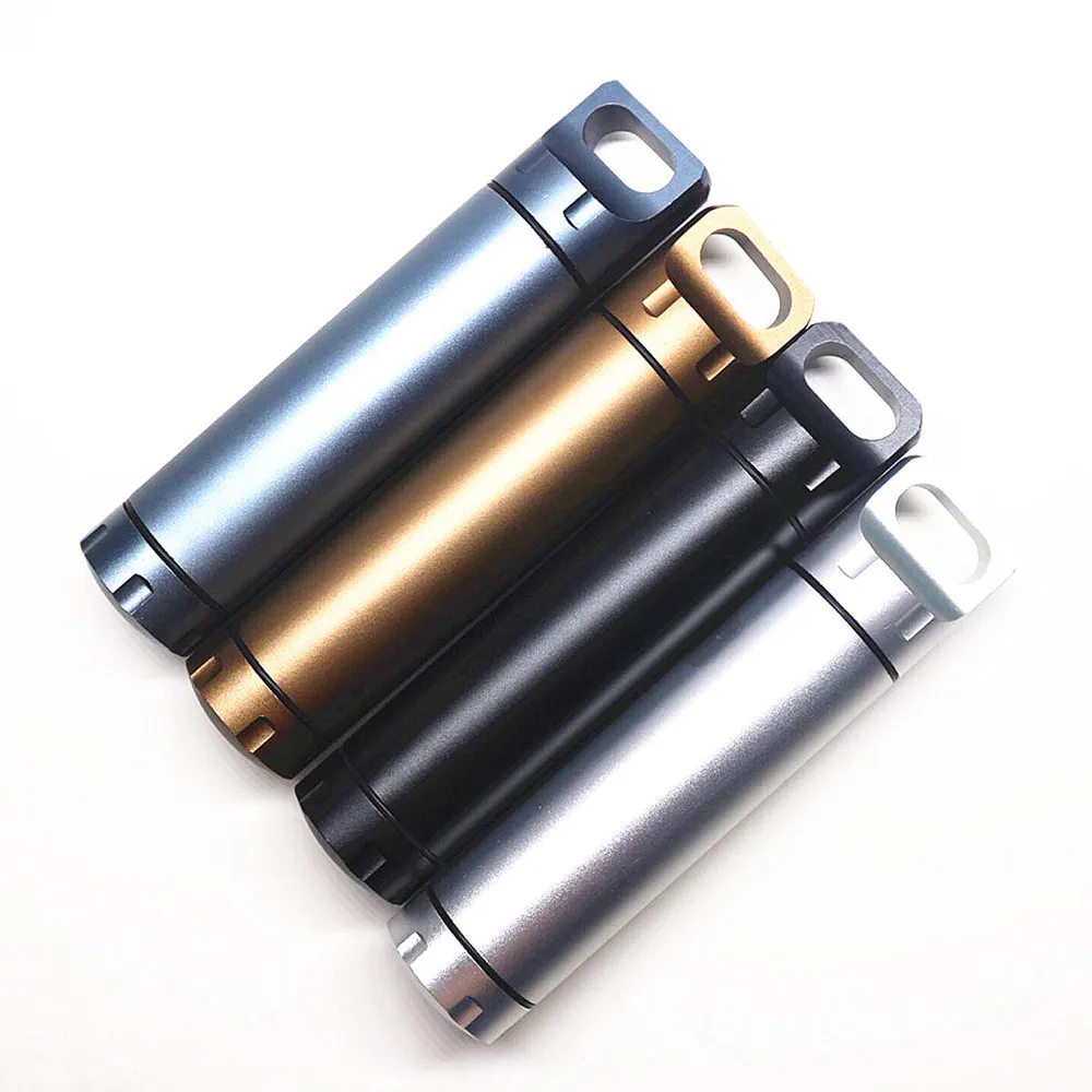 

Big Waterproof Aluminum Pill Box Medicine Case Container Bottle Holder Keychain Carabiner Outdoor Portable keyring pendant