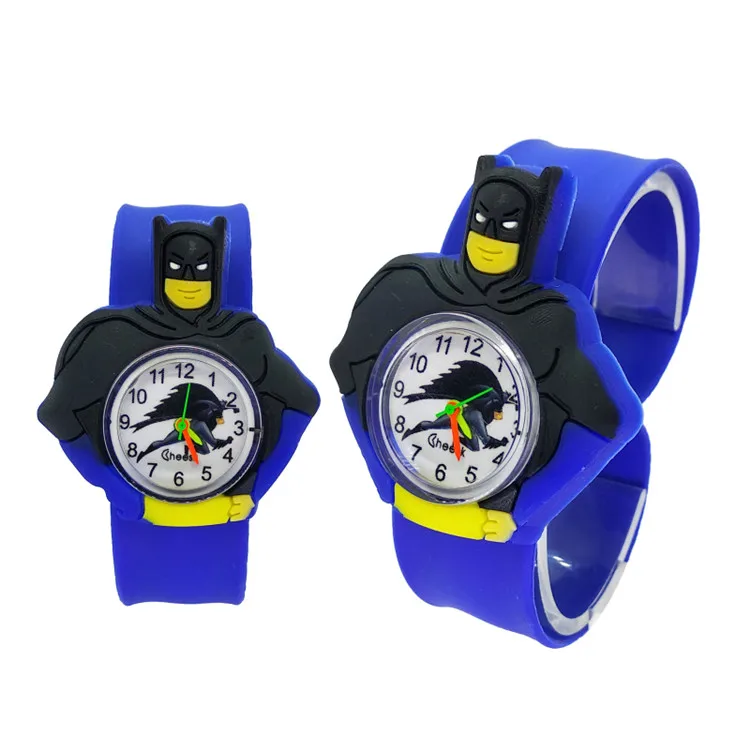 Hbibi детские часы Бэтмен Детские Кварцевые часы для детей Детские игрушки мужские часы детские часы для девочек мальчиков подарки Relogio Montre - Цвет: Синий